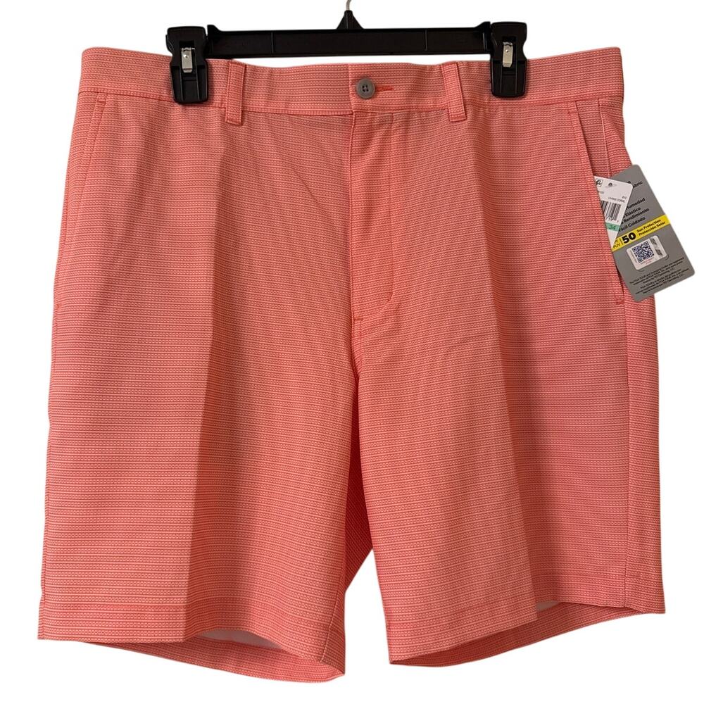 NWT PGA Tour Shorts Living Coral 34 Moisture Wicking Performance Stretch Fabric
